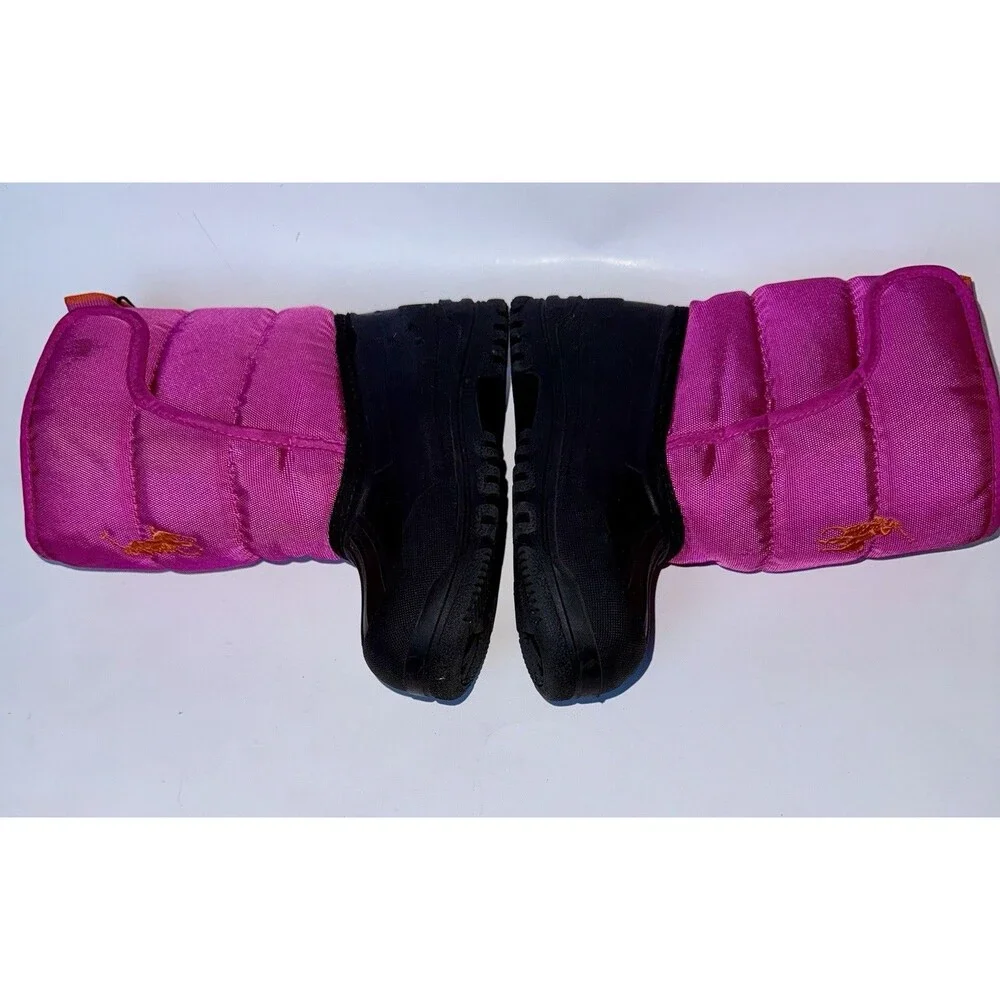 Polo Ralph Lauren Black & Pink Hamilten II EZ Girls Snow Boots Size 10